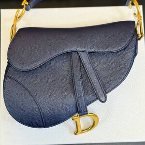 Christian Dior Saddle Bag Deep Ocean Blue Grained Calfskin